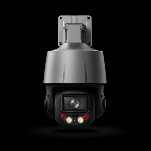 Active deterrence PTZ security camera with warning lights and built-in siren.