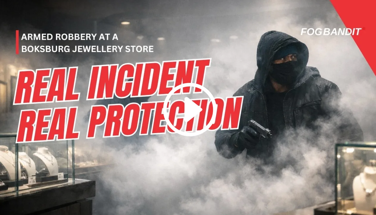 Fog Bandit security fog protecting a Boksburg jewellery store during an armed robbery